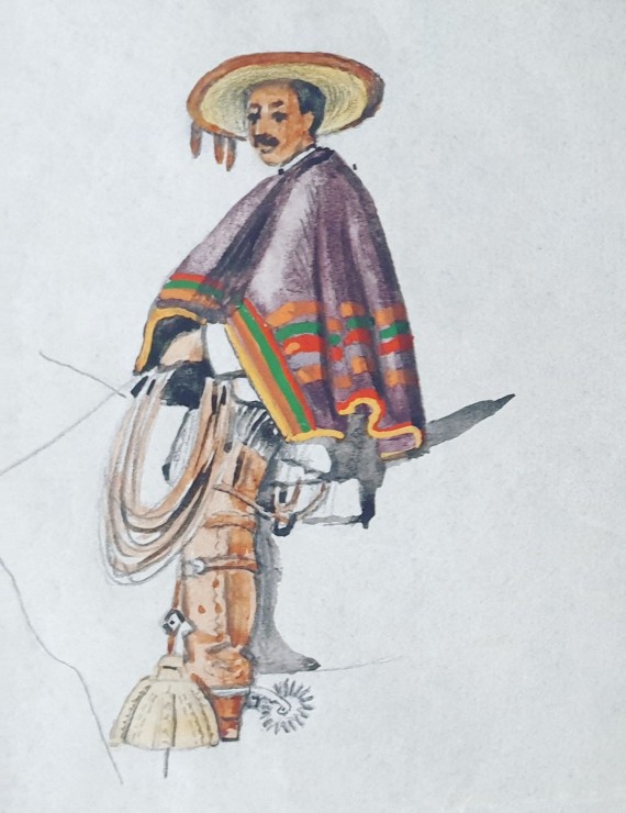 Chile Tracht Huaso Poncho Strohhut